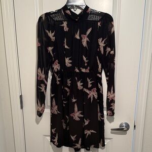 Jarlo London, Black Printed, Sheer Dress, Size Small